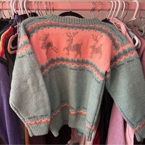 Vintage pastel wool deer sweater